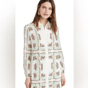 Tory Burch Cora Silk Dress Shirt Dress in Garden Veil, size 8 New without tag